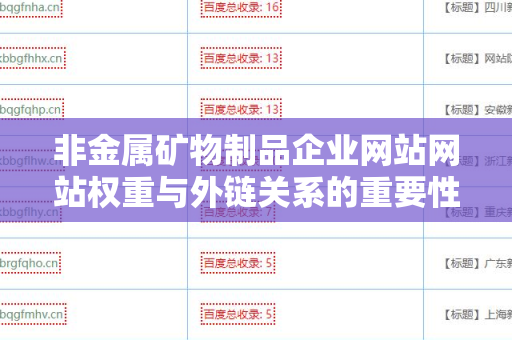 非金属矿物制品企业网站网站权重与外链关系的重要性解析