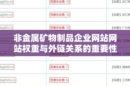 非金属矿物制品企业网站网站权重与外链关系的重要性解析