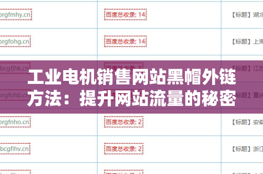 工业电机销售网站黑帽外链方法：提升网站流量的秘密武器