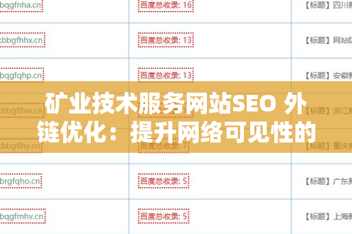 矿业技术服务网站SEO 外链优化：提升网络可见性的有效策略