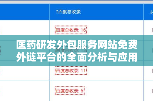 医药研发外包服务网站免费外链平台的全面分析与应用
