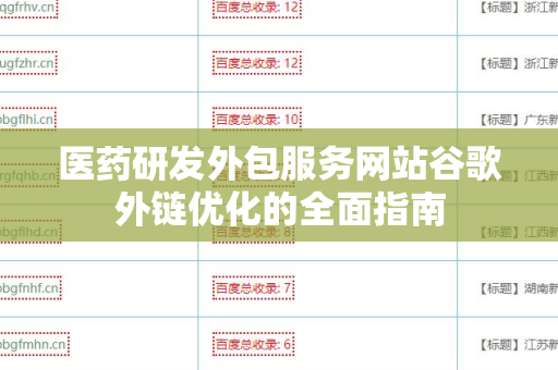 医药研发外包服务网站谷歌外链优化的全面指南