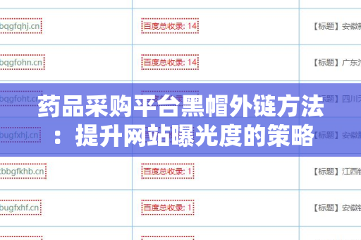 药品采购平台黑帽外链方法：提升网站曝光度的策略