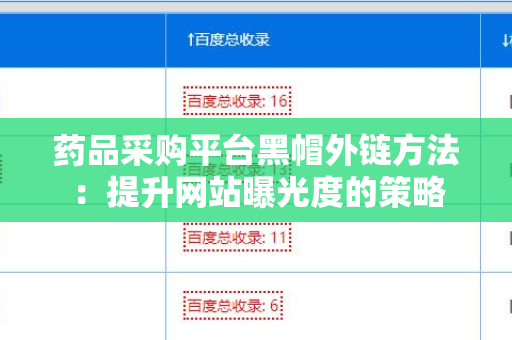 药品采购平台黑帽外链方法：提升网站曝光度的策略