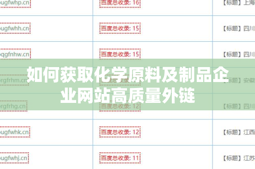 如何获取化学原料及制品企业网站高质量外链