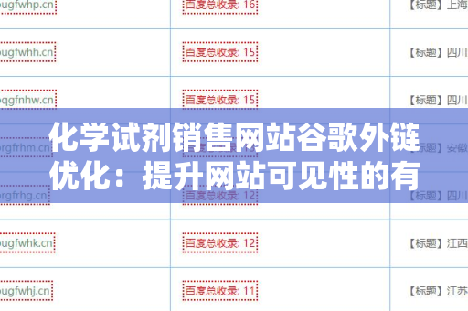 化学试剂销售网站谷歌外链优化：提升网站可见性的有效策略