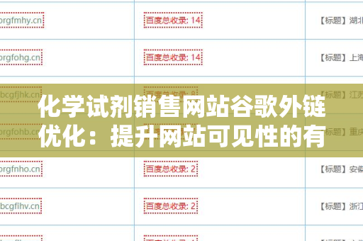 化学试剂销售网站谷歌外链优化：提升网站可见性的有效策略