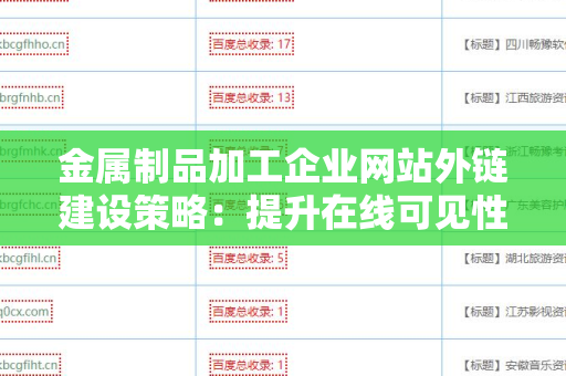 金属制品加工企业网站外链建设策略：提升在线可见性的全面指南