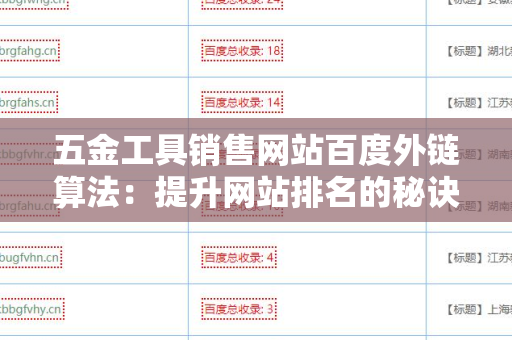 五金工具销售网站百度外链算法：提升网站排名的秘诀