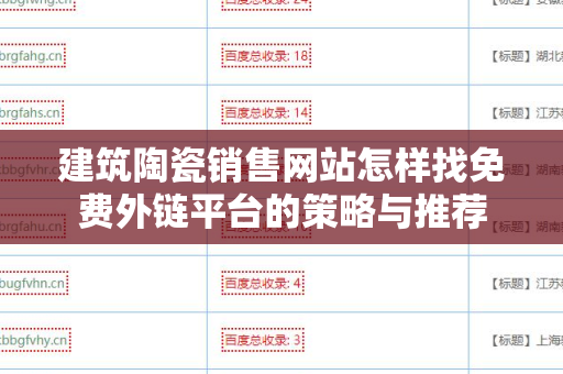 建筑陶瓷销售网站怎样找免费外链平台的策略与推荐