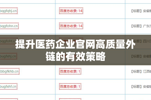 提升医药企业官网高质量外链的有效策略