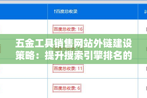 五金工具销售网站外链建设策略：提升搜索引擎排名的有效方法