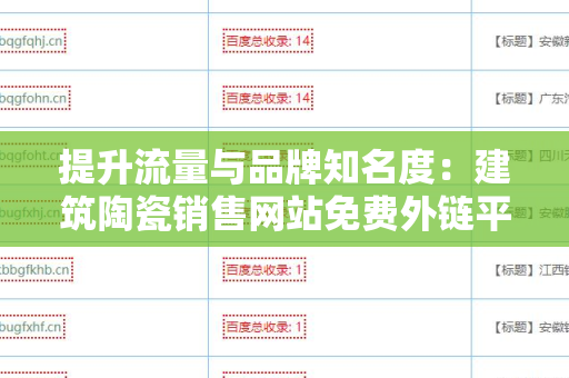 提升流量与品牌知名度：建筑陶瓷销售网站免费外链平台