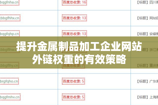 提升金属制品加工企业网站外链权重的有效策略