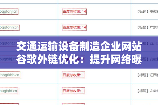 交通运输设备制造企业网站谷歌外链优化：提升网络曝光率与引流能力