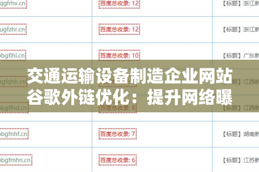 交通运输设备制造企业网站谷歌外链优化：提升网络曝光率与引流能力