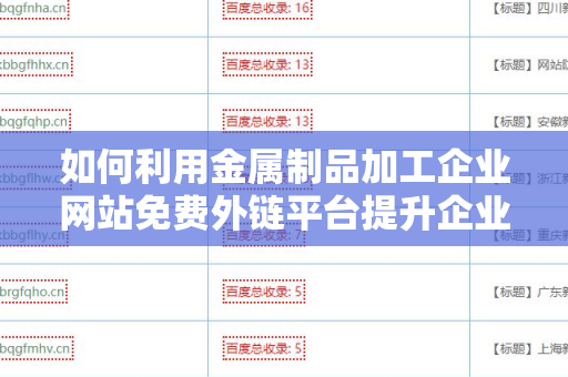 如何利用金属制品加工企业网站免费外链平台提升企业知名度