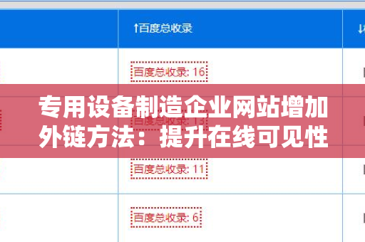 专用设备制造企业网站增加外链方法：提升在线可见性的策略