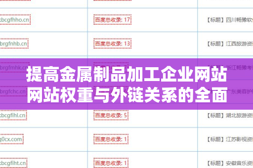提高金属制品加工企业网站网站权重与外链关系的全面指南