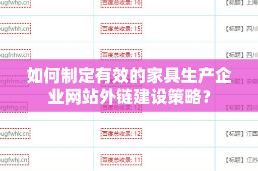 如何制定有效的家具生产企业网站外链建设策略？