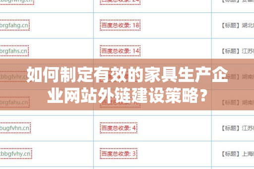 如何制定有效的家具生产企业网站外链建设策略？