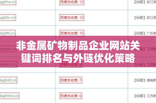 非金属矿物制品企业网站关键词排名与外链优化策略