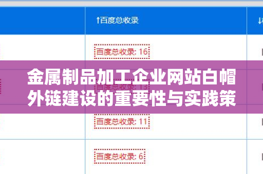 金属制品加工企业网站白帽外链建设的重要性与实践策略