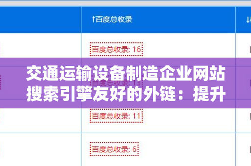 交通运输设备制造企业网站搜索引擎友好的外链：提升企业在线可见性的新策略