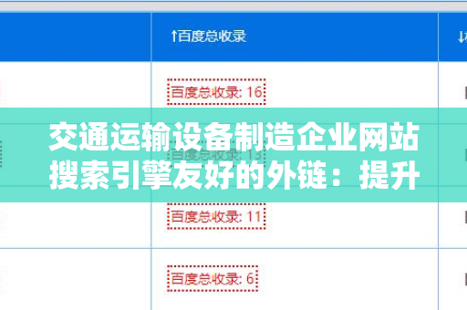 交通运输设备制造企业网站搜索引擎友好的外链：提升企业在线可见性的新策略
