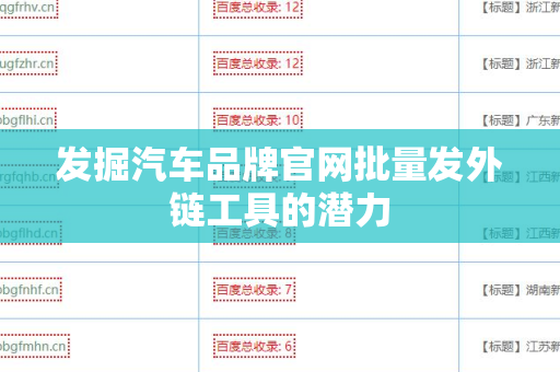 发掘汽车品牌官网批量发外链工具的潜力