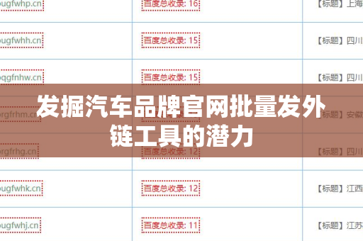 发掘汽车品牌官网批量发外链工具的潜力