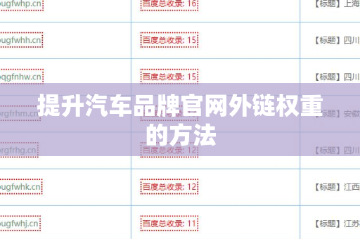 提升汽车品牌官网外链权重的方法
