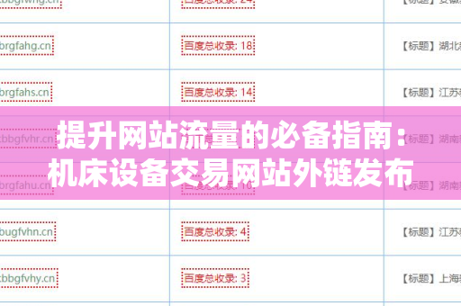 提升网站流量的必备指南：机床设备交易网站外链发布技巧