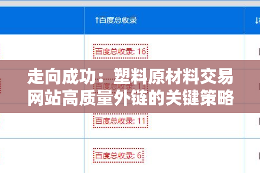 走向成功：塑料原材料交易网站高质量外链的关键策略