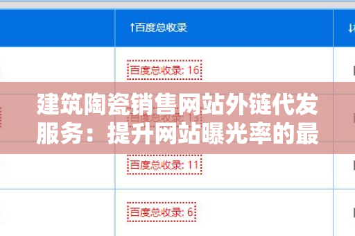 建筑陶瓷销售网站外链代发服务：提升网站曝光率的最佳选择