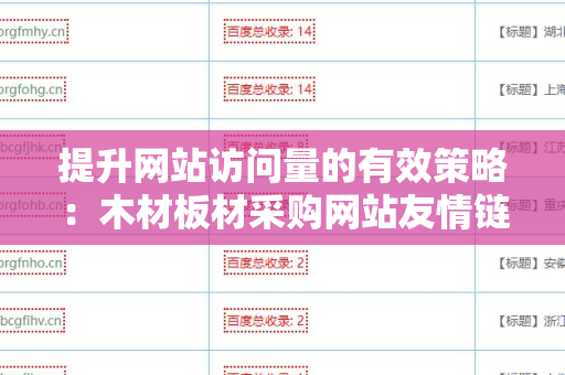 提升网站访问量的有效策略：木材板材采购网站友情链接交换平台