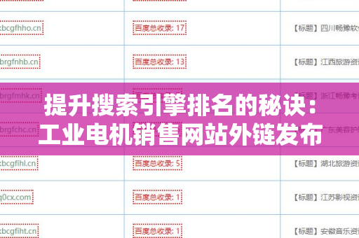 提升搜索引擎排名的秘诀：工业电机销售网站外链发布技巧