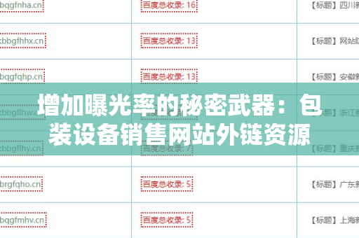 增加曝光率的秘密武器：包装设备销售网站外链资源