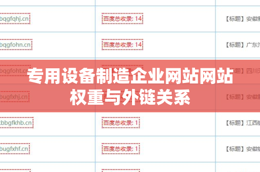 专用设备制造企业网站网站权重与外链关系