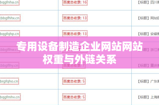 专用设备制造企业网站网站权重与外链关系