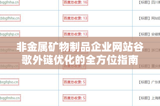 非金属矿物制品企业网站谷歌外链优化的全方位指南