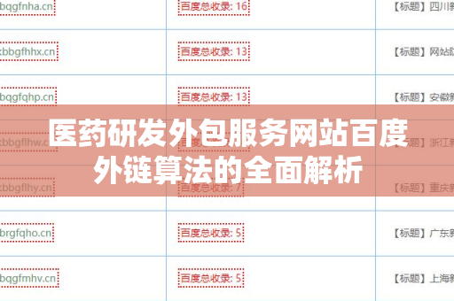 医药研发外包服务网站百度外链算法的全面解析