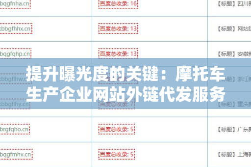 提升曝光度的关键：摩托车生产企业网站外链代发服务