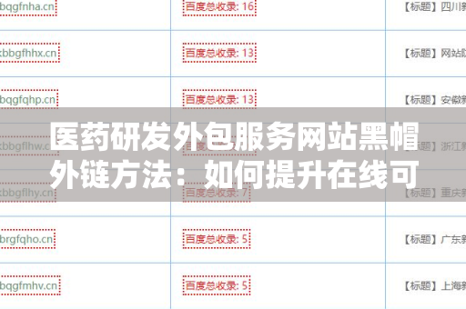 医药研发外包服务网站黑帽外链方法：如何提升在线可见性？