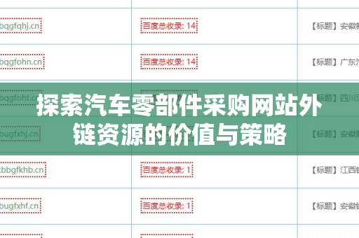 探索汽车零部件采购网站外链资源的价值与策略