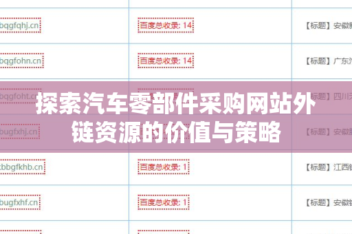 探索汽车零部件采购网站外链资源的价值与策略