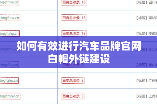 如何有效进行汽车品牌官网白帽外链建设