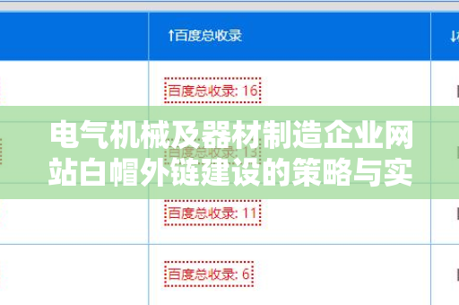 电气机械及器材制造企业网站白帽外链建设的策略与实践