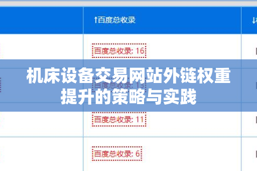 机床设备交易网站外链权重提升的策略与实践