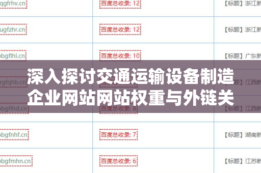 深入探讨交通运输设备制造企业网站网站权重与外链关系
